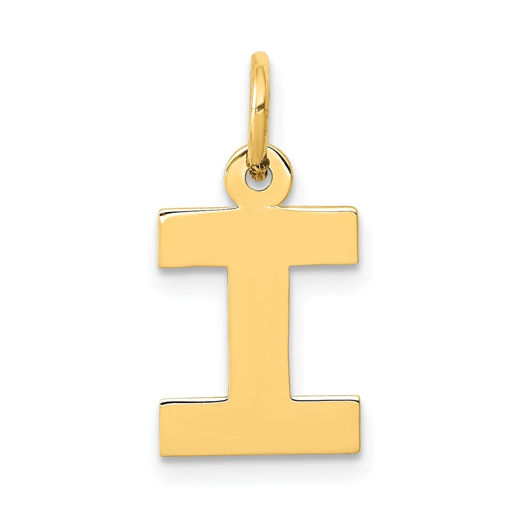 10K Yellow Gold Small Block Initial I Charm