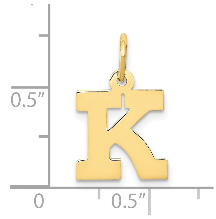 10K Yellow Gold Small Block Initial K Charm
