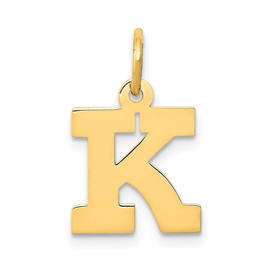 10K Yellow Gold Small Block Initial K Charm