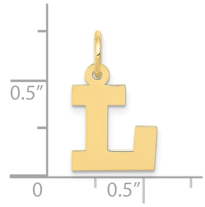 10K Yellow Gold Small Block Initial L Charm