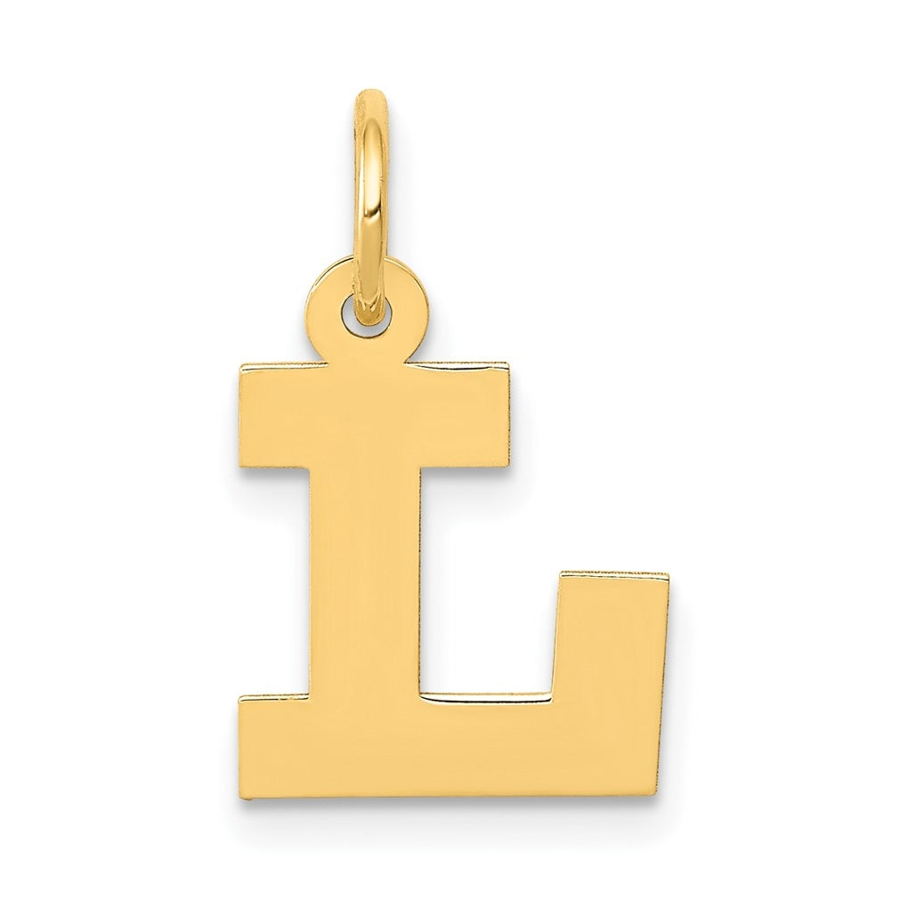 10K Yellow Gold Small Block Initial L Charm