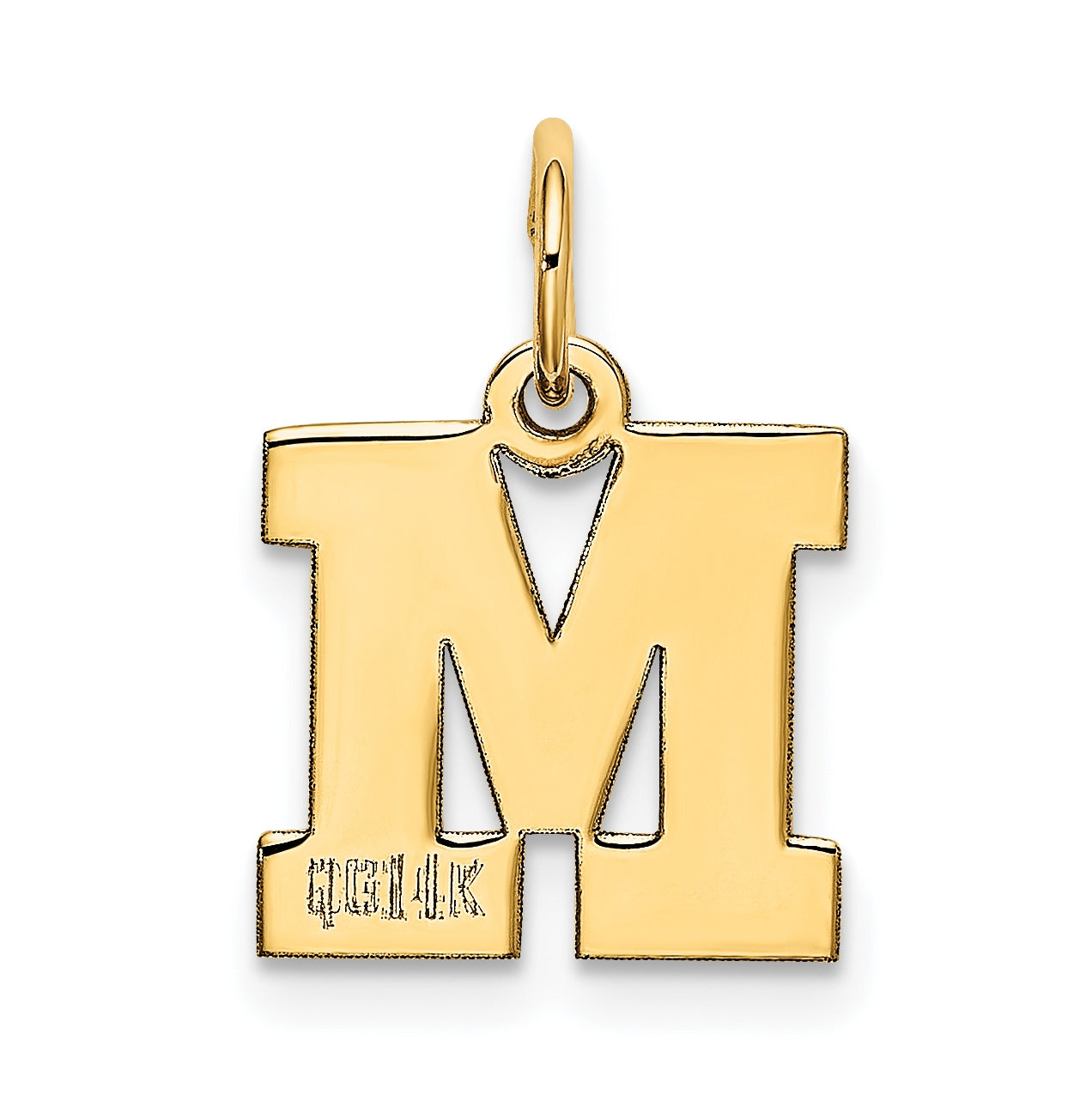 10K Yellow Gold Small Block Initial M Charm