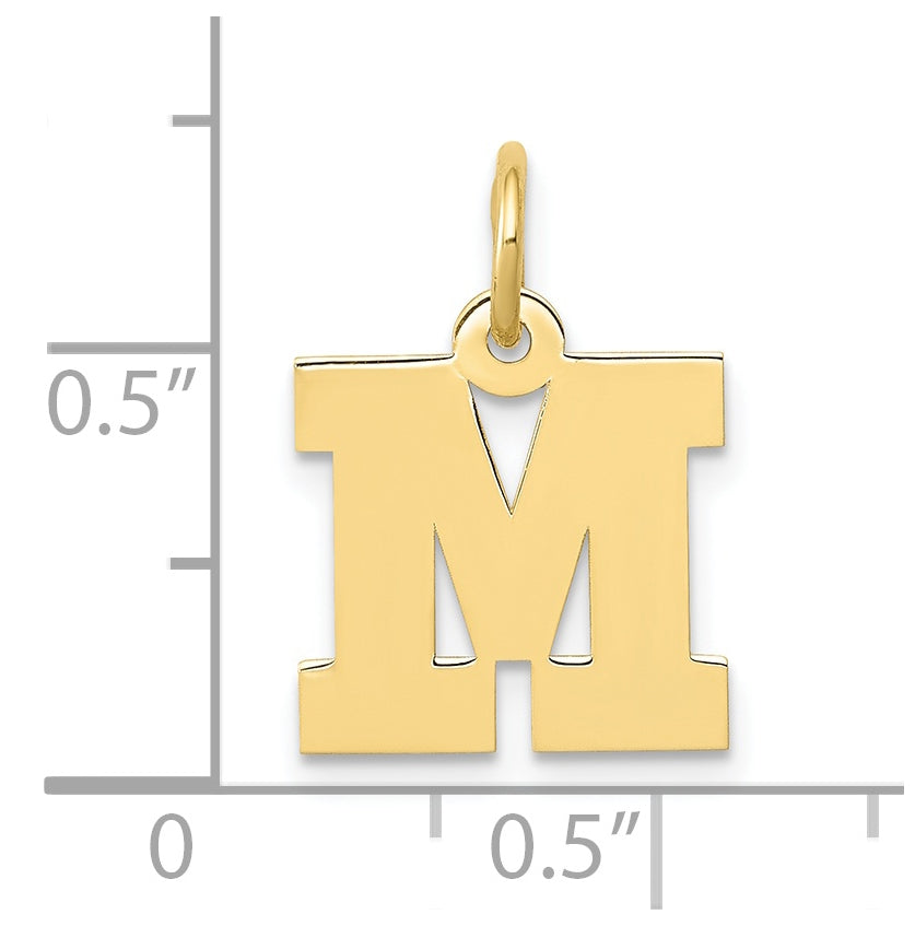 10K Yellow Gold Small Block Initial M Charm