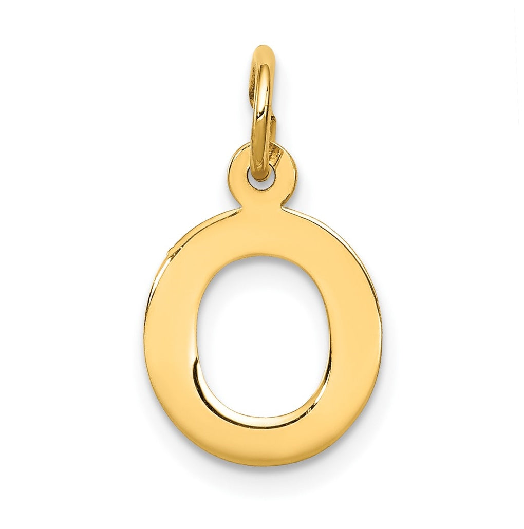 10K Yellow Gold Small Block Initial O Charm