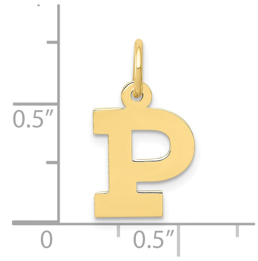 10K Yellow Gold Small Block Initial P Charm