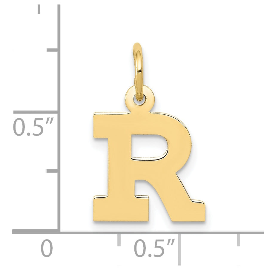 10K Yellow Gold Small Block Initial R Charm