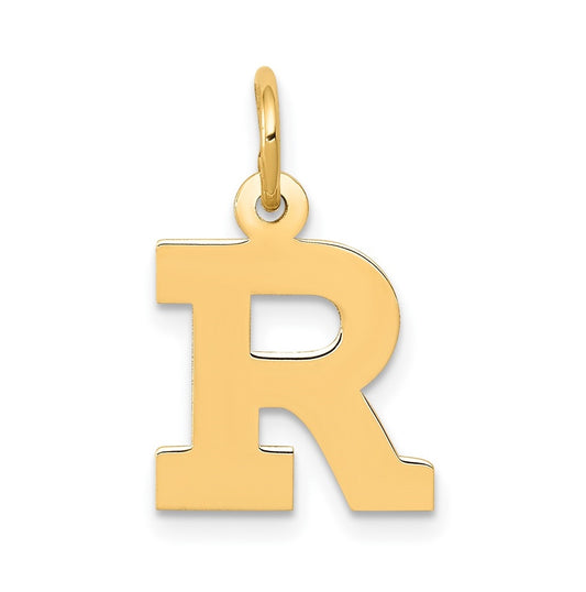10K Yellow Gold Small Block Initial R Charm