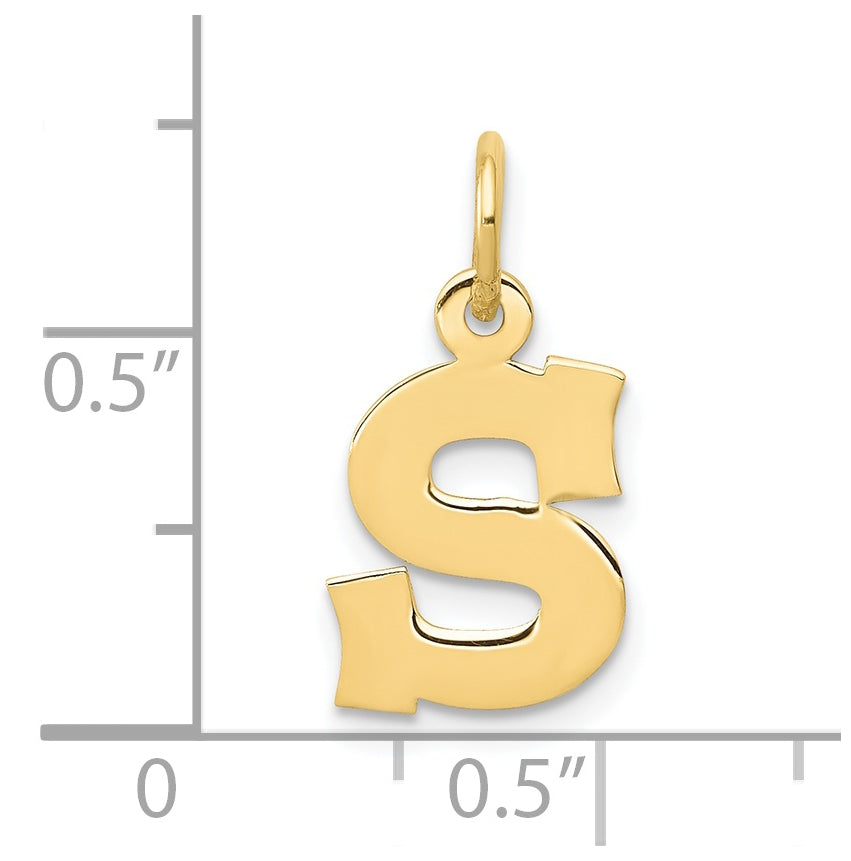 10K Yellow Gold Small Block Initial S Charm