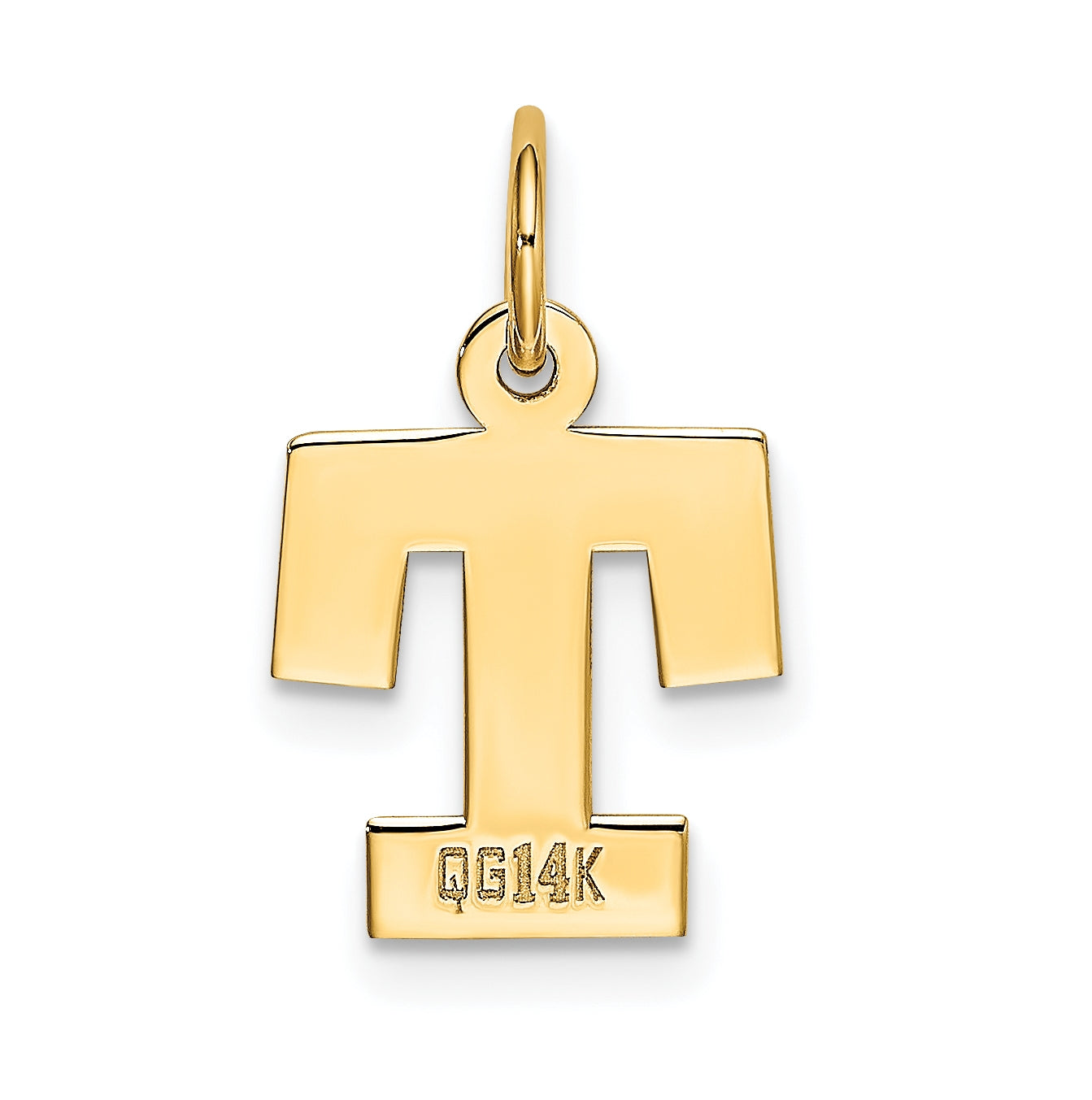 10K Yellow Gold Small Block Initial T Charm
