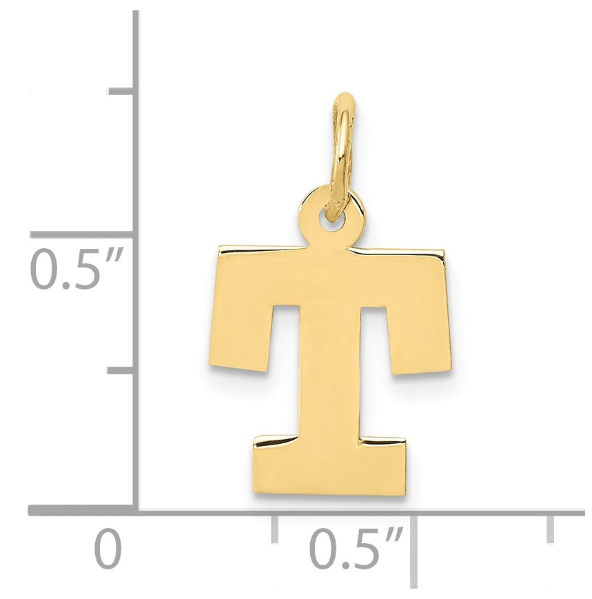 10K Yellow Gold Small Block Initial T Charm