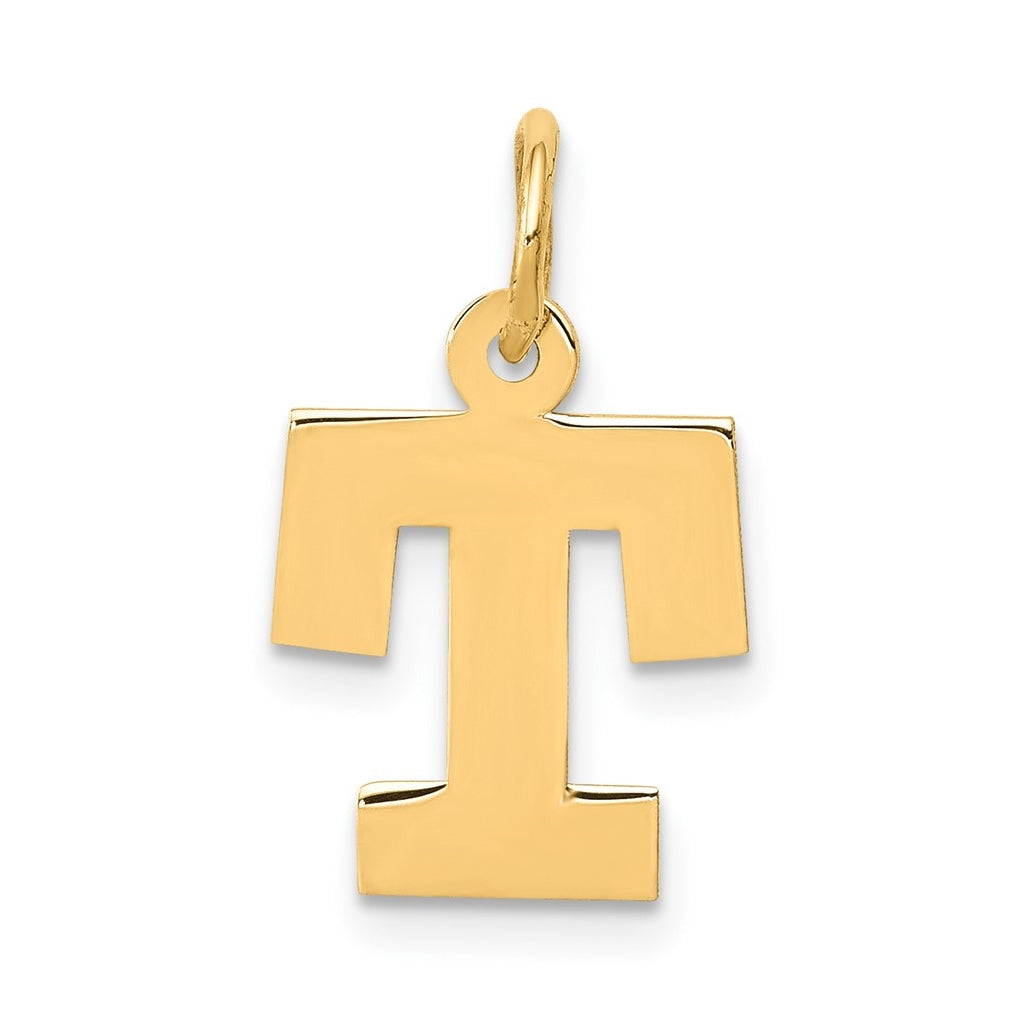 10K Yellow Gold Small Block Initial T Charm