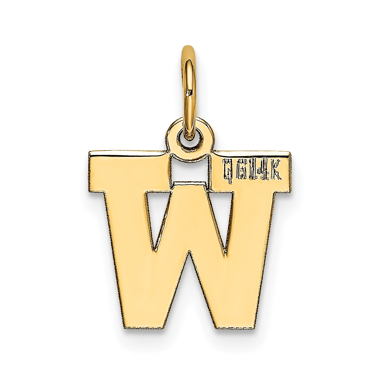 10K Yellow Gold Small Block Initial W Charm