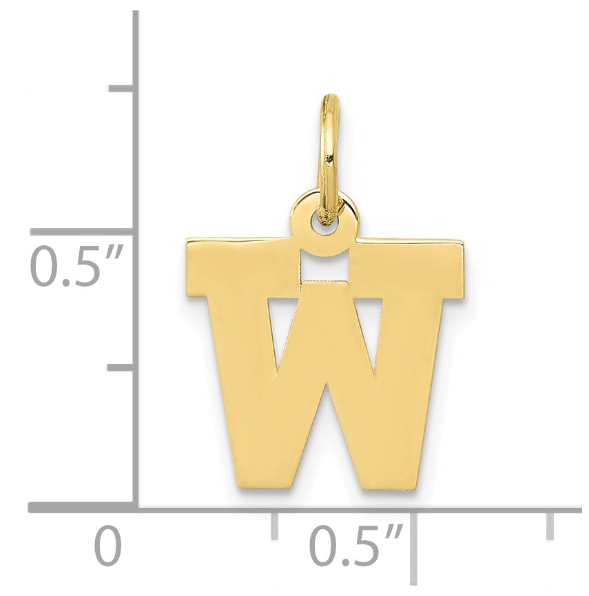 10K Yellow Gold Small Block Initial W Charm