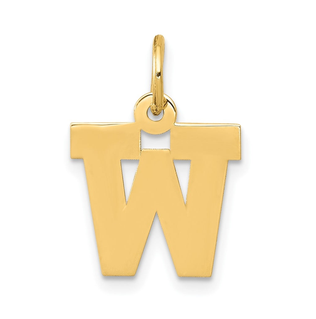 10K Yellow Gold Small Block Initial W Charm
