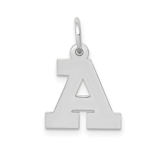 10k White Gold Small Block Initial A Charm