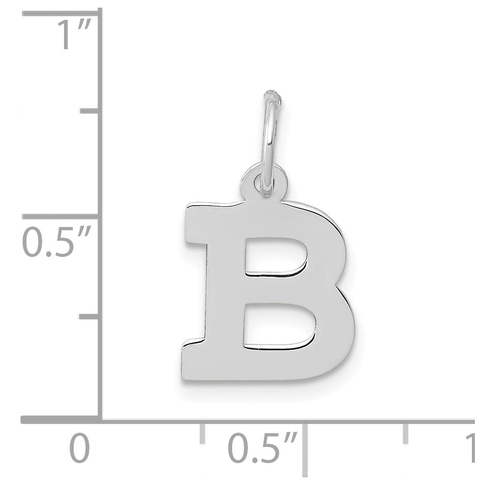 10k White Gold Small Block Initial B Charm