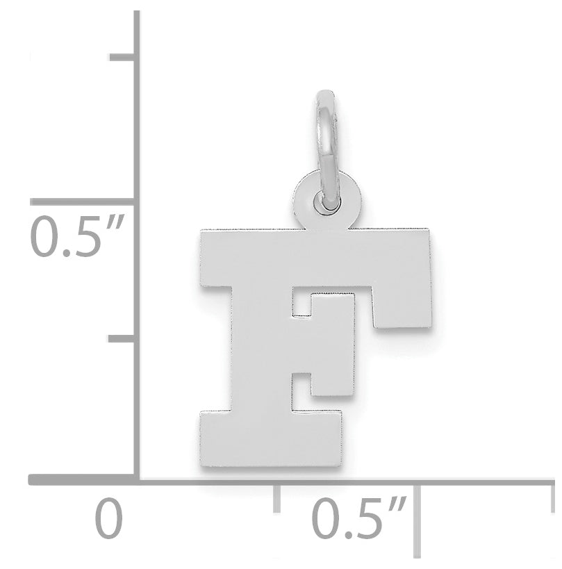 10k White Gold Small Block Initial F Charm