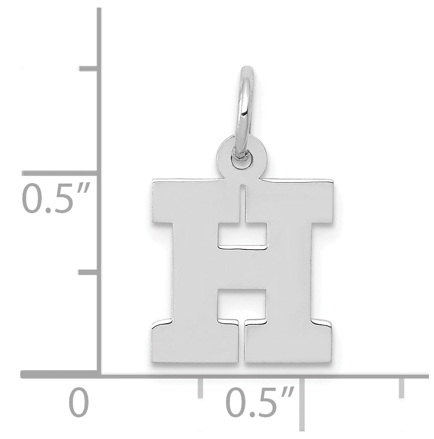 10k White Gold Small Block Initial H Charm