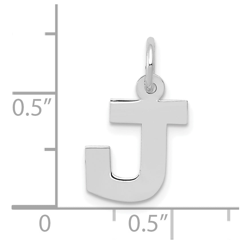 10k White Gold Small Block Initial J Charm