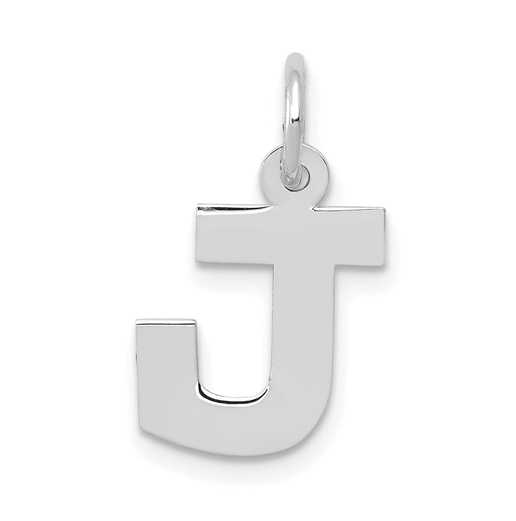 10k White Gold Small Block Initial J Charm