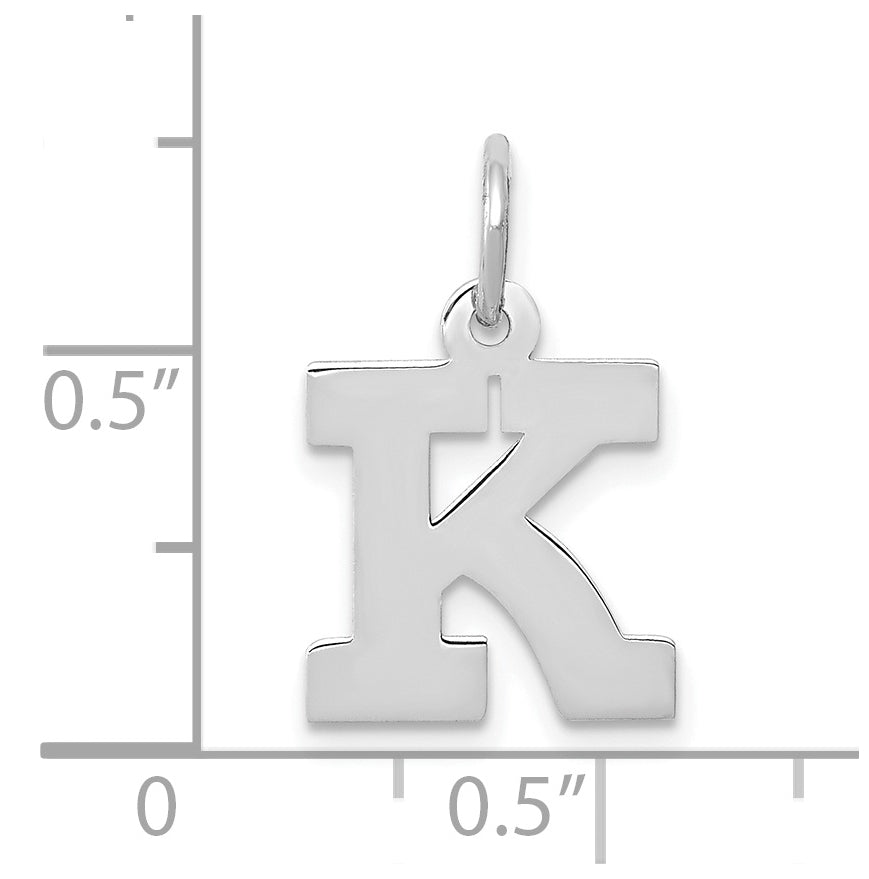 10k White Gold Small Block Initial K Charm