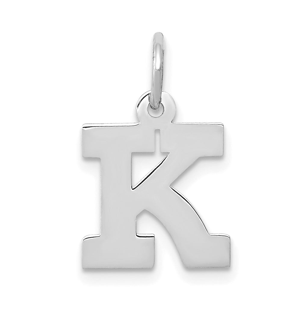 10k White Gold Small Block Initial K Charm