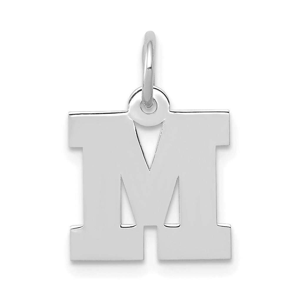 10k White Gold Small Block Initial M Charm