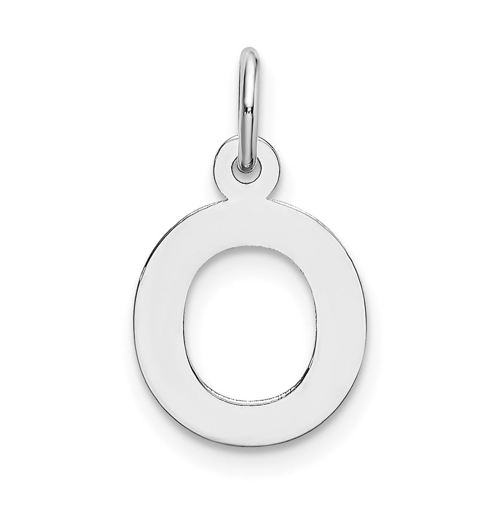 10k White Gold Small Block Initial O Charm