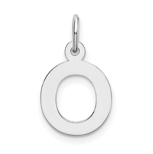 10k White Gold Small Block Initial O Charm