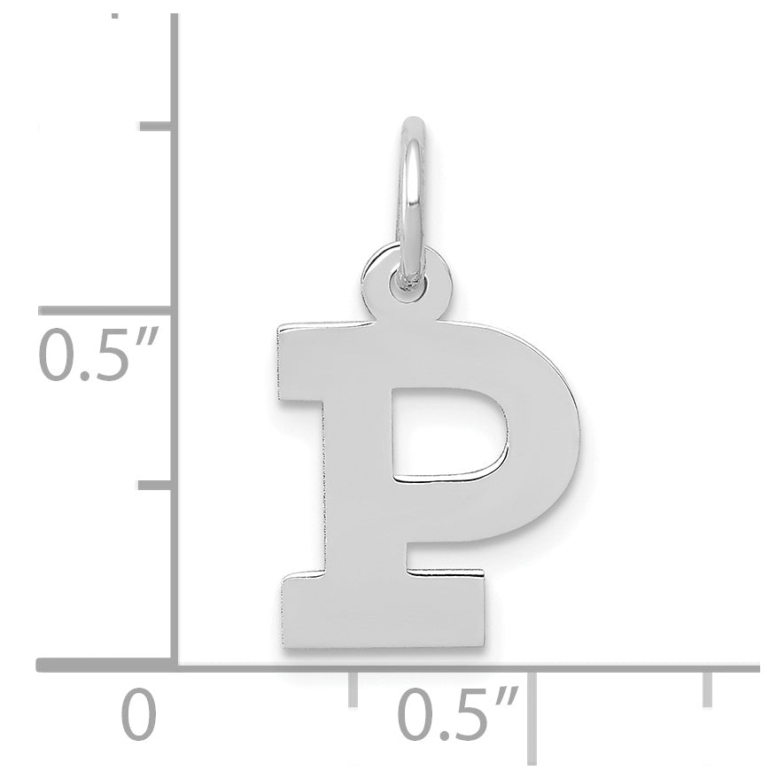 10k White Gold Small Block Initial P Charm