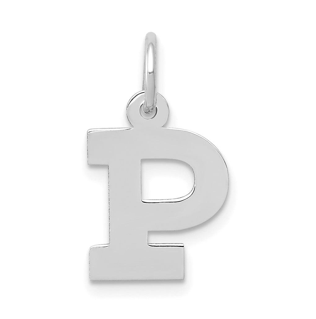 10k White Gold Small Block Initial P Charm