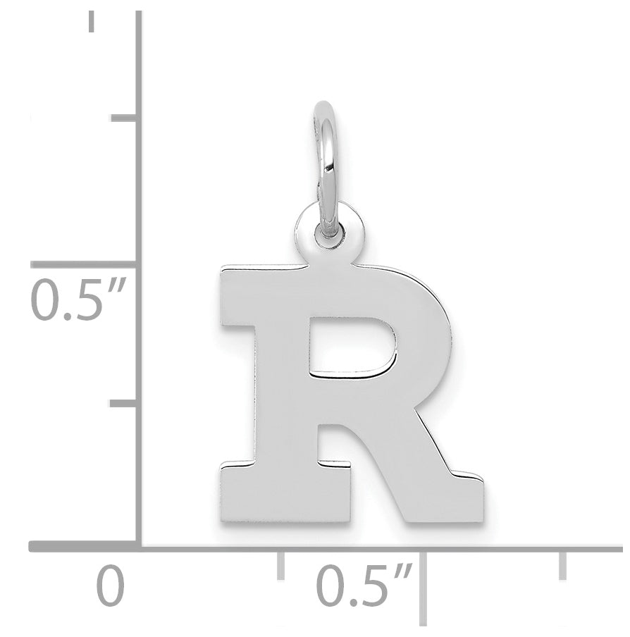 10k White Gold Small Block Initial R Charm