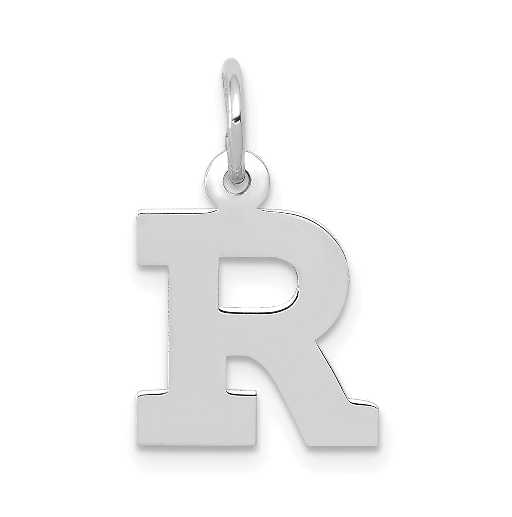10k White Gold Small Block Initial R Charm