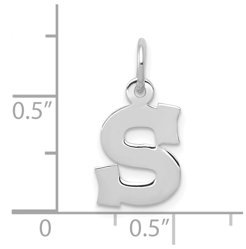 10k White Gold Small Block Initial S Charm