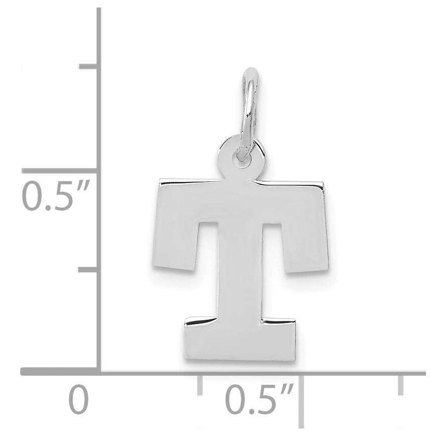 10k White Gold Small Block Initial T Charm