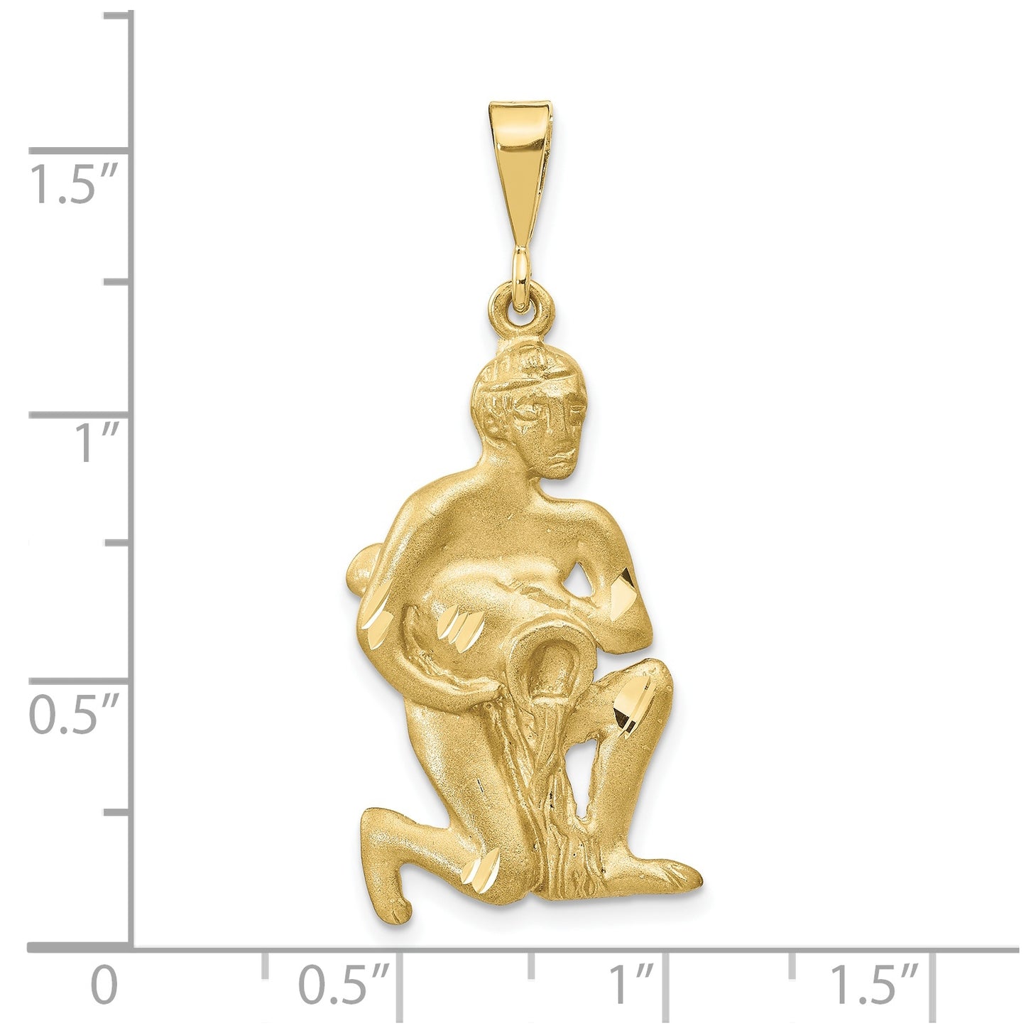 10K Yellow Gold Satin Aquarius Zodiac Charm