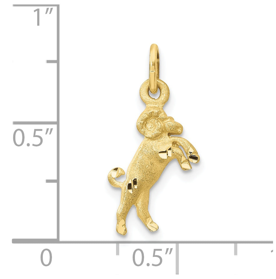 10K Yellow Gold Satin Aries Zodiac Charm