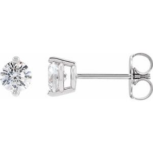 Sterling Silver Round 3.5Mm I1, G-H 1/3 Ctw Natural Diamond 2-Prong Stud Friction Back Earrings