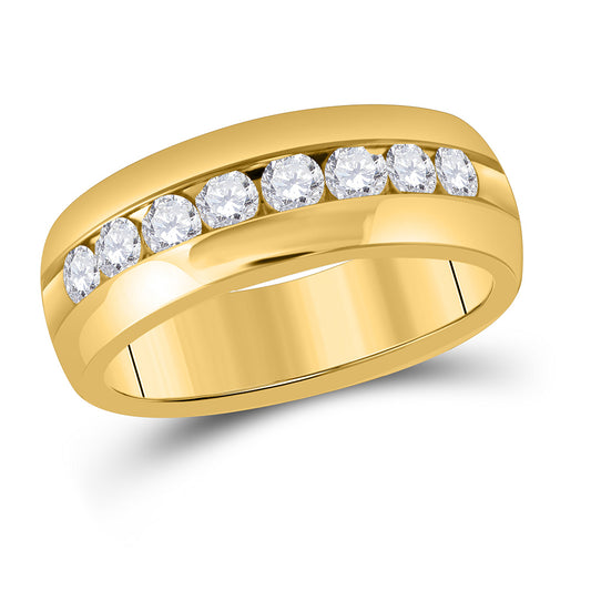 14K Yellow Gold Mens Round Diamond Wedding Band Ring 1 Cttw, Mens Size: 7-13