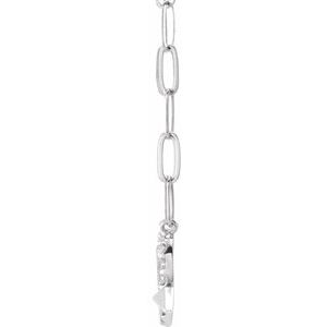 14K White Gold Round 1.2Mm G-H I1 Heart And Arrow Necklace, Length: 16 In