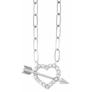 14K White Gold Round 1.2Mm G-H I1 Heart And Arrow Necklace, Length: 16 In