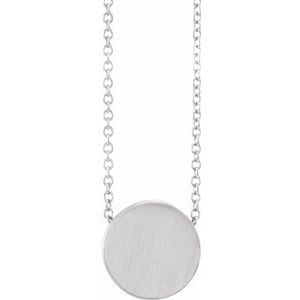 Sterling Silver 10 X 10 Mm 16-18 In Polished Engravable Disc Necklace