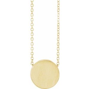 14K Yellow Gold 10 X 10 Mm 16-18 In Polished Engravable Disc Necklace