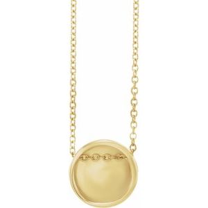 14K Yellow Gold 10 X 10 Mm 16-18 In Polished Engravable Disc Necklace