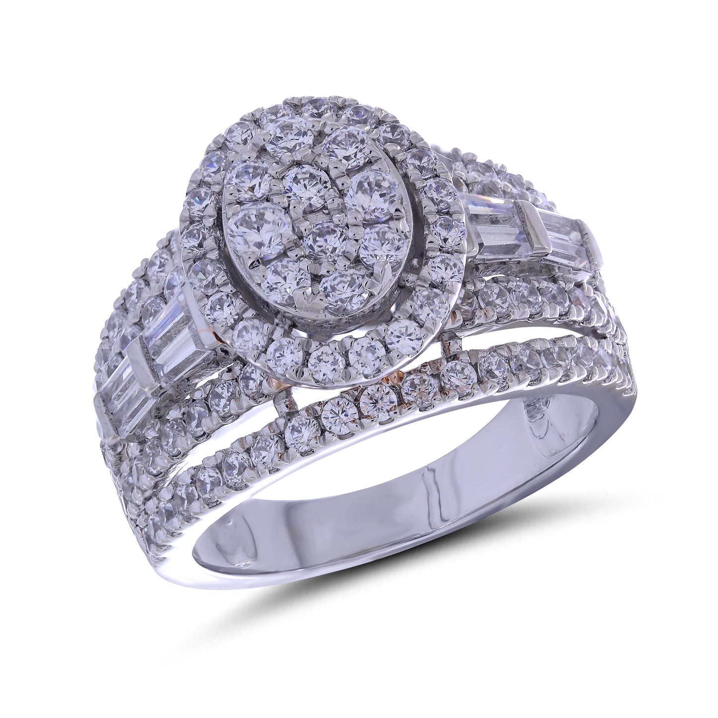 14K White Gold  1.98-2.01 Cttw Diamond Ladies Ring