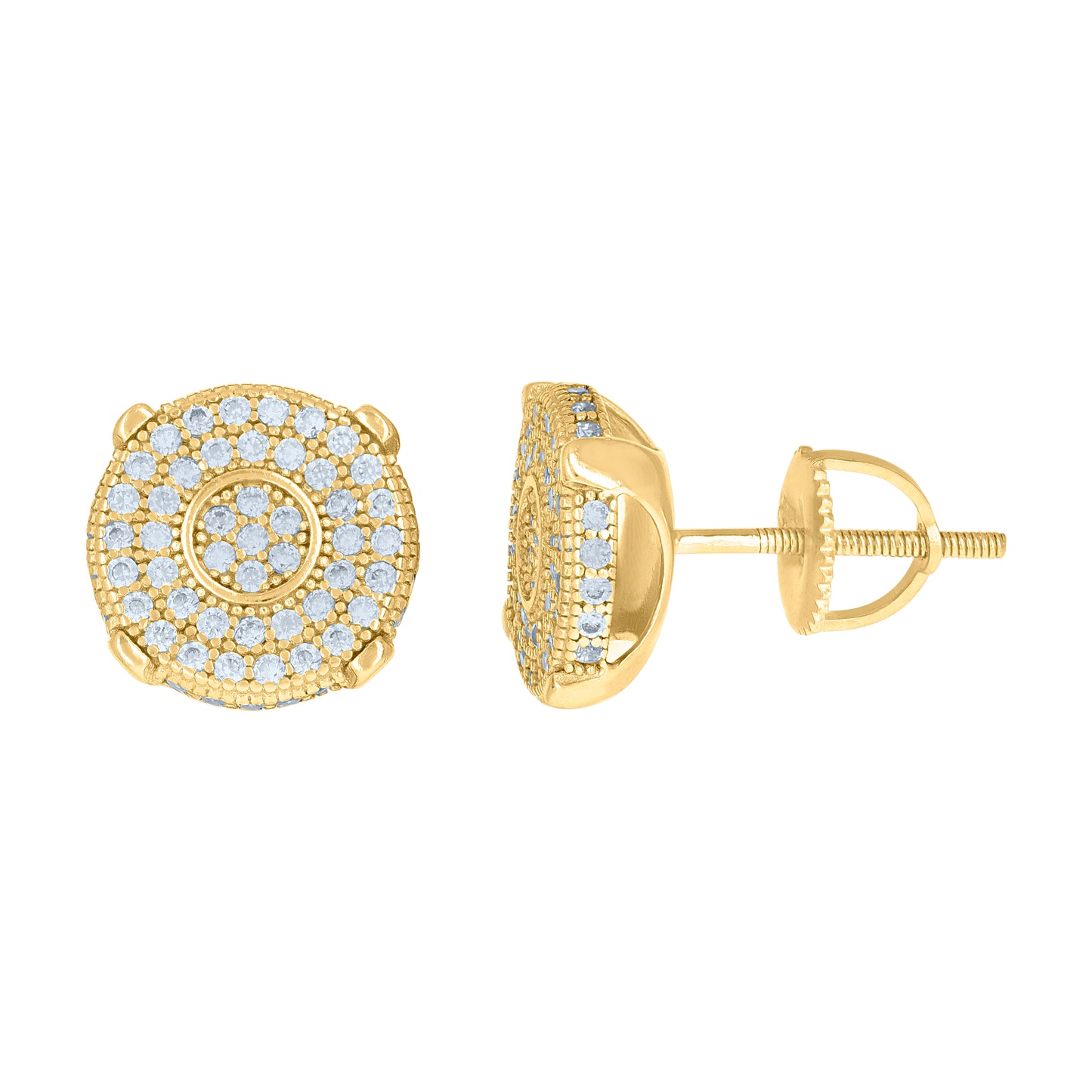 Sterling Silver Or Yellow-Tone Mens Cubic-Zirconia Fashion Stud Earrings