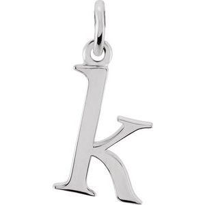 14K White Gold Polished Lowercase Initial Pendant