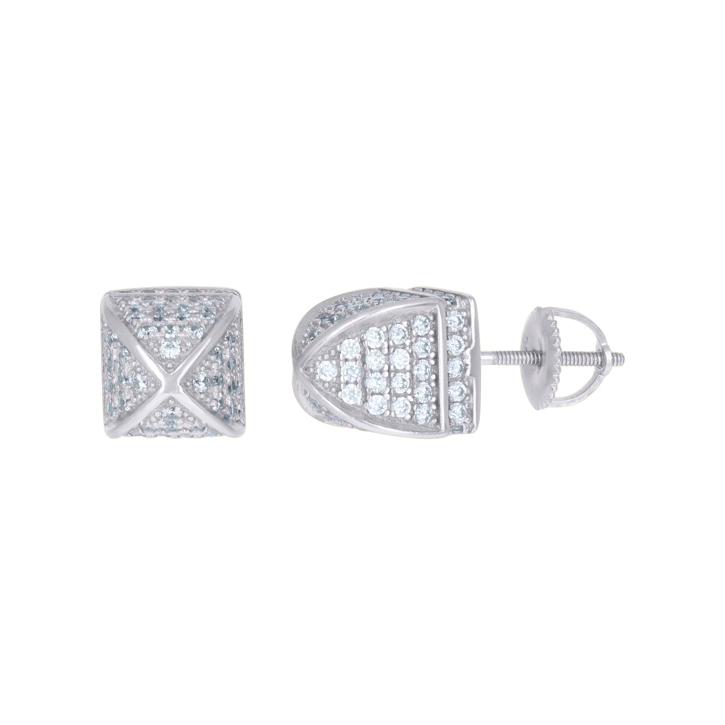 Sterling Silver Or Yellow-Tone Mens Cubic-Zirconia Fashion Stud Earrings