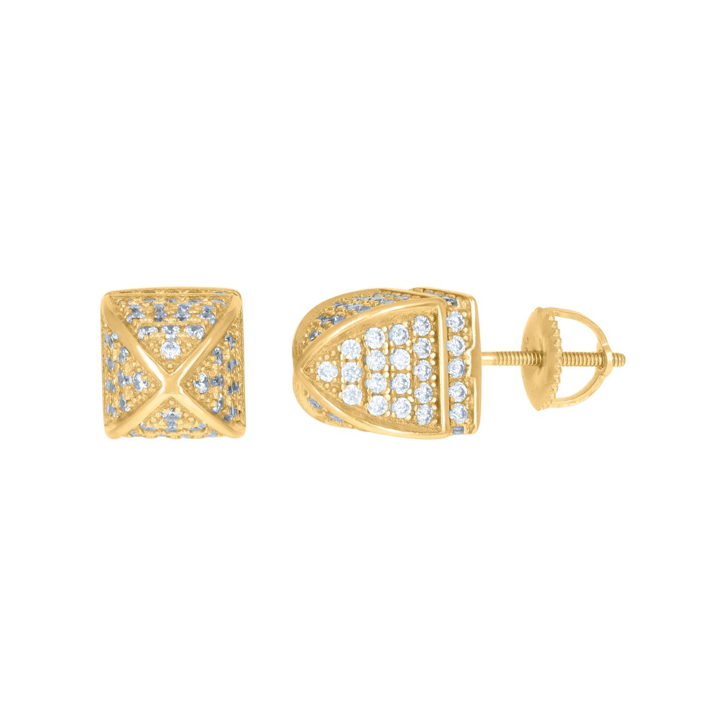 Sterling Silver Or Yellow-Tone Mens Cubic-Zirconia Fashion Stud Earrings
