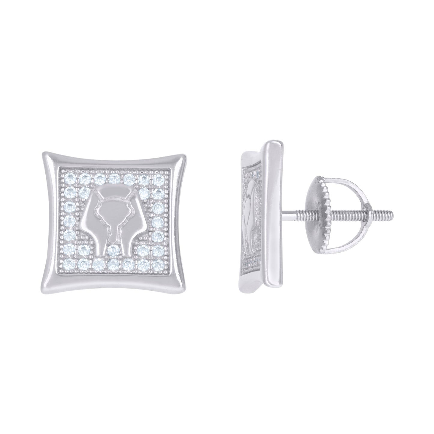 Sterling Silver Or Yellow-Tone Mens Cubic-Zirconia Egyptian Pharaoh Fashion Stud Earrings